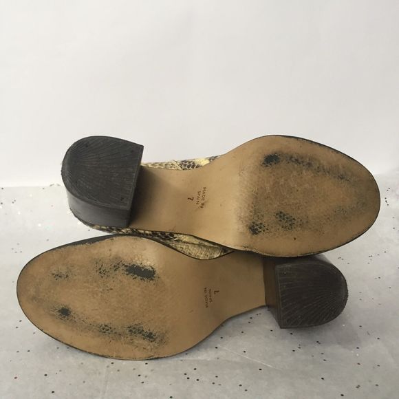 TBA To Be Announced Brown Beige Snakeskin Embossed Heeled Chelsea Boot Size 7 - Picture 10 of 10